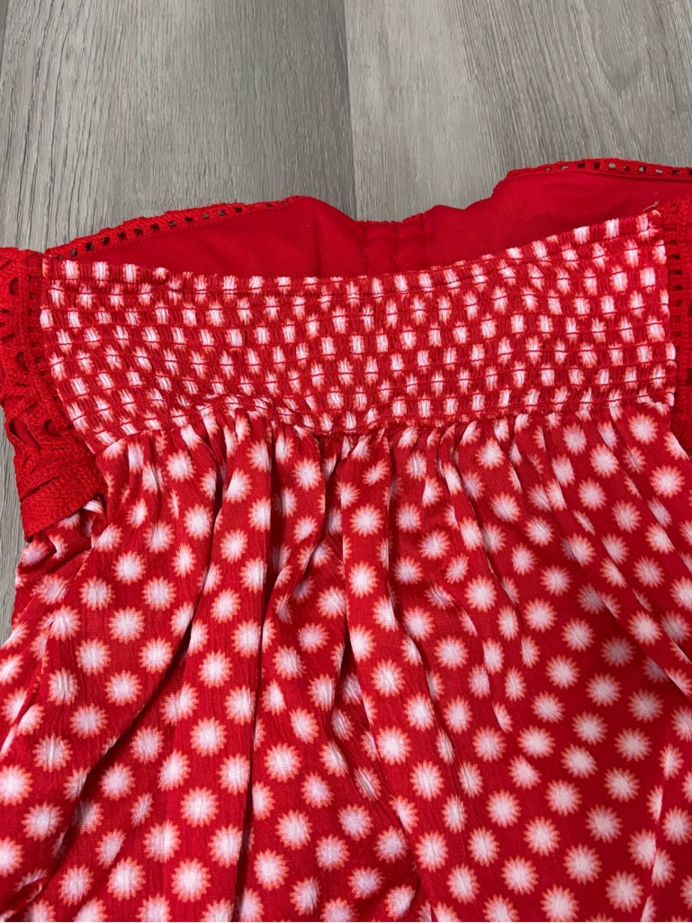 Festival Halter Top Boho Lace Crop Tank Beachy Flowy Blouse Red Women’s Size M - Picture 6 of 8